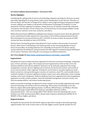 IoT Sensor Industry Research Report - Forecast till 2023