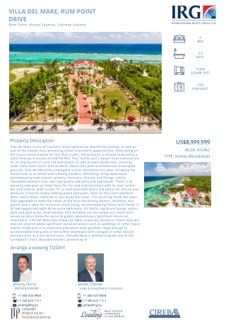Buy VILLA DEL MARE, RUM POINT DRIVE - 410462 - IRG Cayman