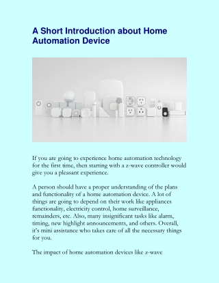 A Short Introduction about Home Automation Device