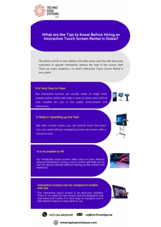 What are the Tips to Know Before Hiring an Interactive Touch Screen Rental in Dubai?