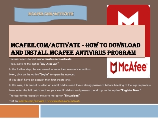 Mcafee.com/activate - How to Download and Install McAfee Antivirus Program