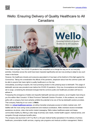 Wello | Ensuring Delivery of Quality Healthcare to All Canadians