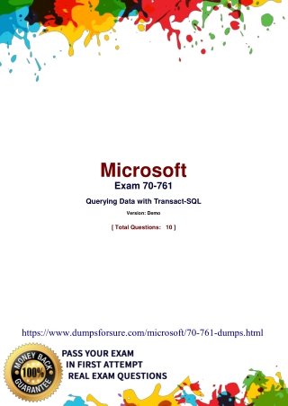 70-761 Exam Questions PDF - Microsoft 70-761 Top dumps