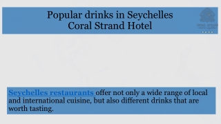 Popular drinks in Seychelles by Coral Strand Hotel