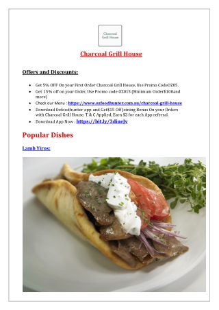 5% Off - Charcoal Grill House menu - Grills takeaway Craigmore, SA