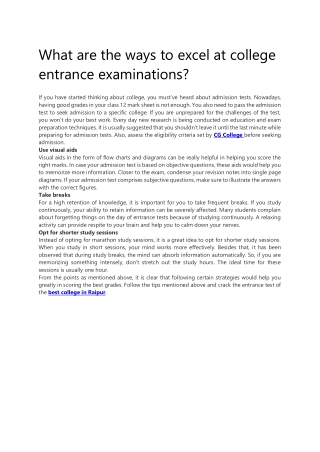 What are the ways to excel at college entrance examinations?