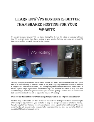 Learn how VPS Hosting is better than Shared Hosting for your Website