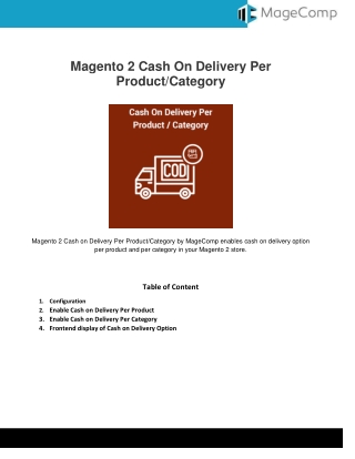 Magento 2 Cash On Delivery Per Product/Category