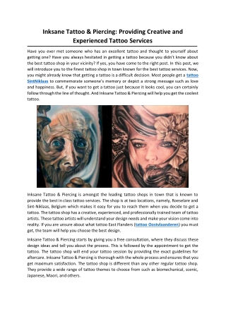 Inksane Tattoo & Piercing: Providing Creative and Experienced Tattoo Services