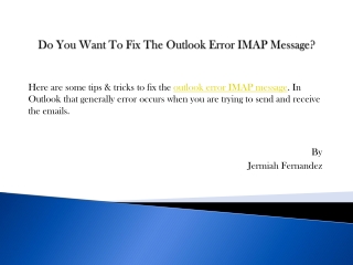 Do You Want To Fix The Outlook Error IMAP Message?