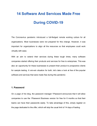 14 Software and Services Made Free During COVID-19