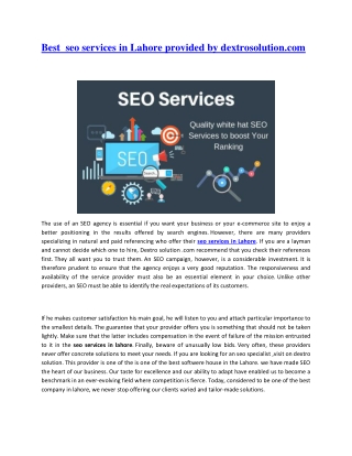 Best  seo services in Lahore provided by dextrosolution.com