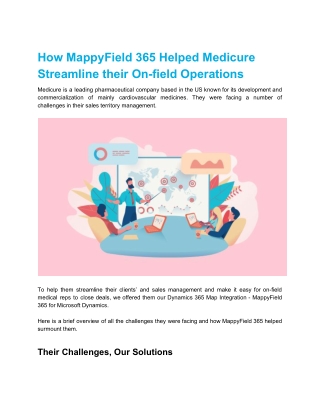 How MappyField 365 Helped Medicure Streamline their On-field Operations