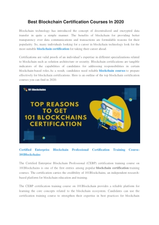 Best Blockchain Certification Courses In 2020