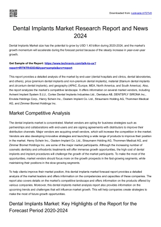 Dental Implants Market Growth and Research 2024