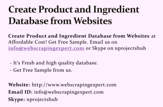 Create Product and Ingredient Database from Websites