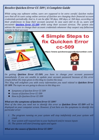 Resolve Quicken Error CC-509 | A Complete Guide