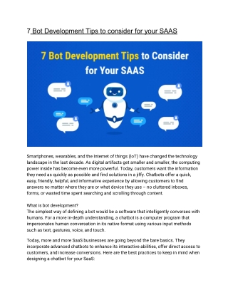 7 Bot Development Tips to consider for your SAAS