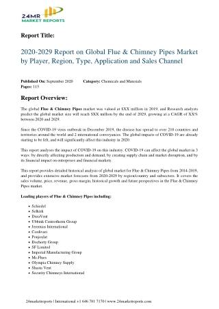 Flue & Chimney Pipes Market by Player, Region, Type, Application and Sales Channel 2020