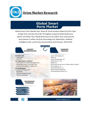 Global Smart Ports Market Size, Competitive Analysis, Share, Forecast- 2019-2025