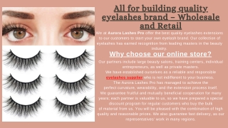 All for building quality eyelashes brand – Wholesale and Retail