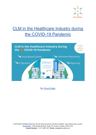 CLM in the Healthcare Industry during the COVID-19 Pandemic