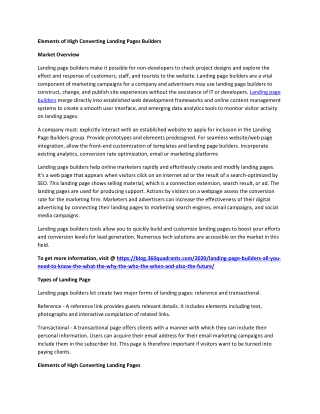 Elements of High Converting Landing Pages Builders