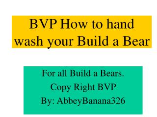 BVP How to hand wash your Build a Bear