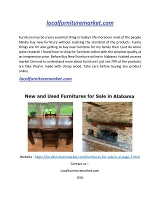 Buy New Furniture online in Alabama | Localfurnituremarket.com