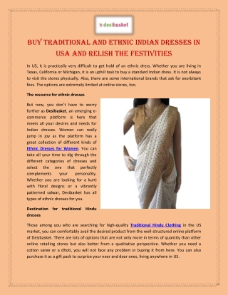 Buy Traditional and Ethnic Indian Dresses in USA and Relish the Festivities