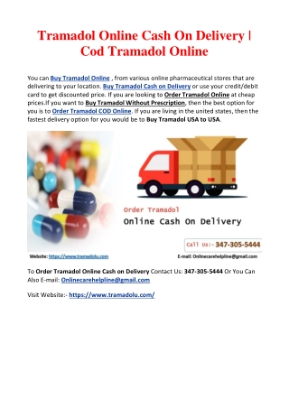 Tramadol Online Cash On Delivery | Cod Tramadol Online
