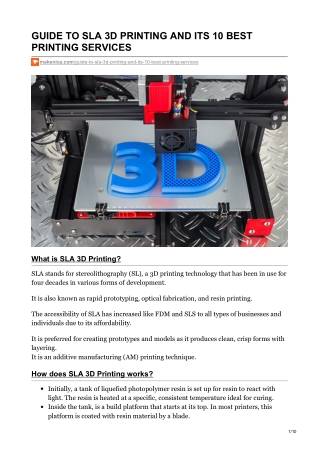 GUIDE TO SLA 3D PRINTING AND ITS 10 BEST PRINTING SERVICES