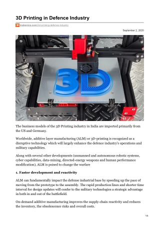 3d printing in defence industry - Makenica