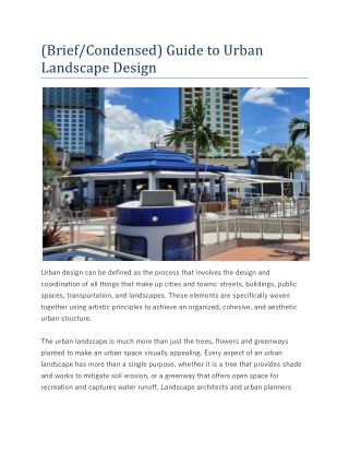 Guide to Urban Landscape Design