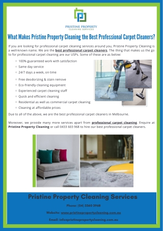 What Makes Pristine Property Cleaning the Best Professional Carpet Cleaners?