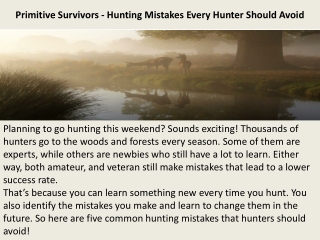 Primitive Survivors - Hunting Mistakes Every Hunter Should Avoid