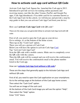 how to activate cash app card without qr code