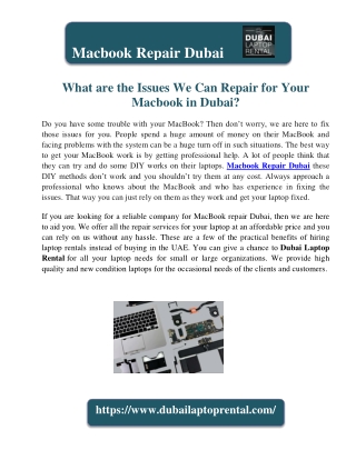 What are the Issues We Can Repair for Your Macbook in Dubai?