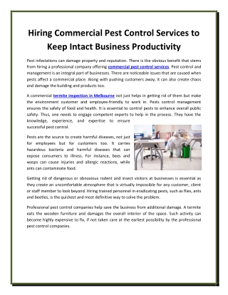 Hiring Commercial Pest Control Services to Keep Intact Business Productivity