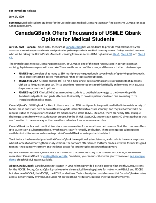 CanadaQBank Offers Thousands of USMLE Qbank Options for Medical Students