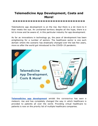 Telemedicine App Development, Costs and More!