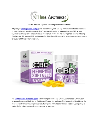 CBDfx - CBD Gel Capsules And Softgels at Herbapotheker