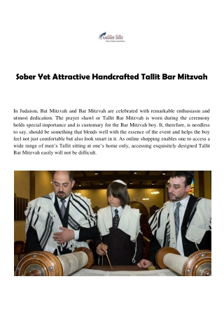 Sober Yet Attractive Handcrafted Tallit Bar Mitzvah