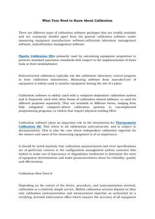 What Your Need to Know About Calibration