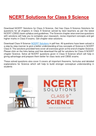 NCERT Solutions for Class 9 CBSE 2019-2020