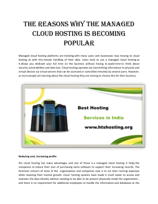 The reasons why the Managed Cloud Hosting is becoming popular