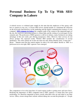 Personal Business Up To Up With SEO Company in Lahore