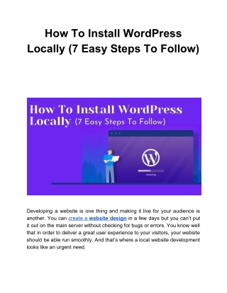 How To Install WordPress Locally (7 Easy Steps To Follow)