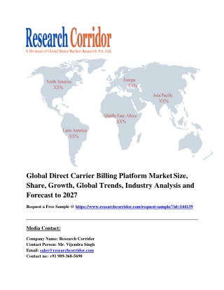 Global Direct Carrier Billing Platform Market Size, Share, Growth, Global Trends, Industry Analysis and Forecast to 2027