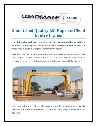 Unmatched Quality Lift Rope and Semi Gantry Cranes-converted